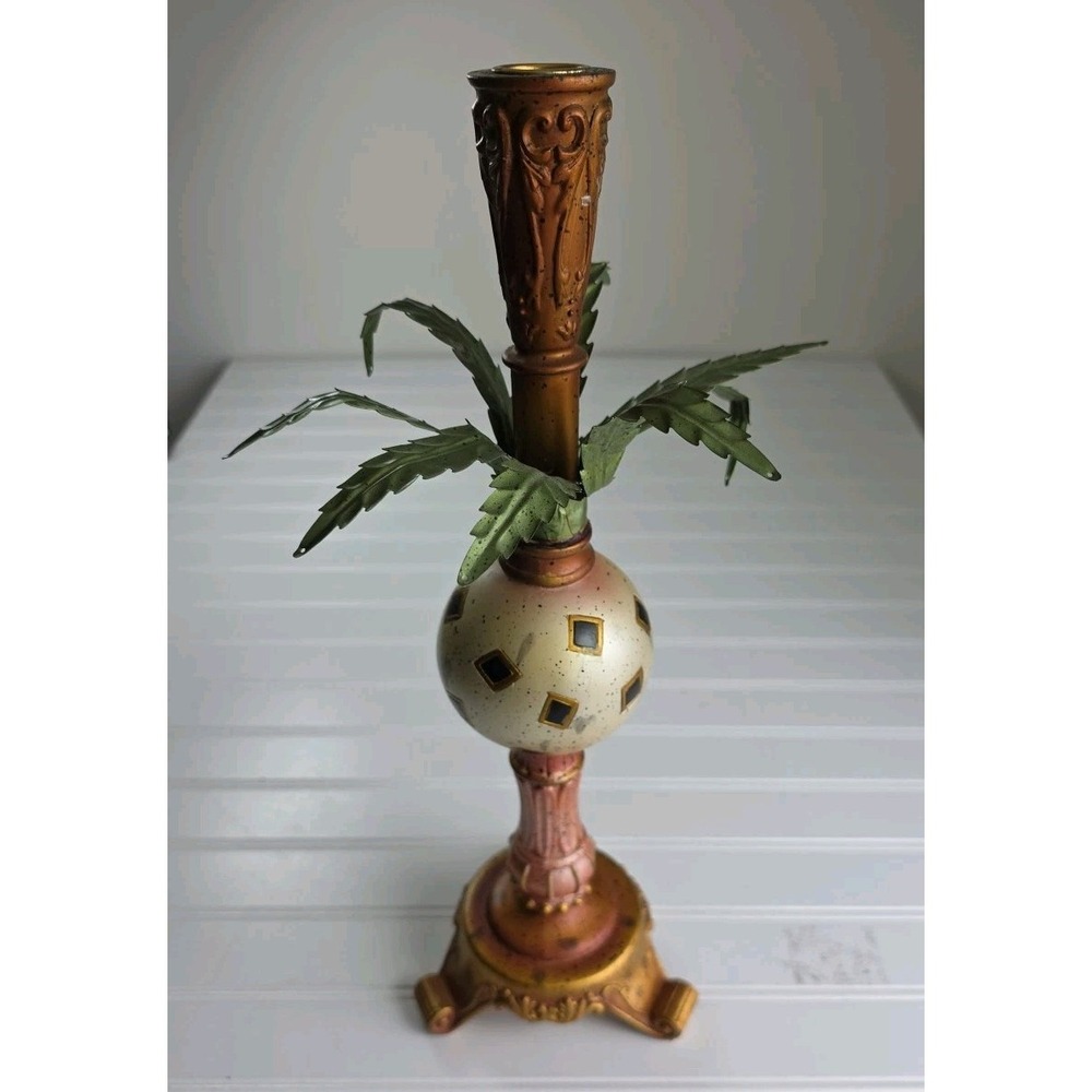 Vtg Palm Tree Candle Stick Holder By Milson And Louis, Missing Gems That Hang